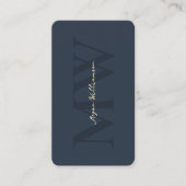 Moderne Monogram Initialen Professioneel Donkerbla Visitekaartje (Voorkant)