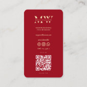 Moderne Monogram Initialen Professionele Rode Wijn Visitekaartje (Achterkant)