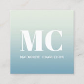 Moderne Monogram Initialen QR Code Blauwgroen Grad Vierkante Visitekaartje (Voorkant)