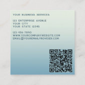 Moderne Monogram Initialen QR Code Blauwgroen Grad Vierkante Visitekaartje (Achterkant)