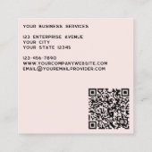 Moderne Monogram Initialen QR Code Blush Roze Vierkante Visitekaartje (Achterkant)