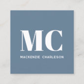 Moderne Monogram Initialen QR Code Stoffig Blauw G Vierkante Visitekaartje (Voorkant)