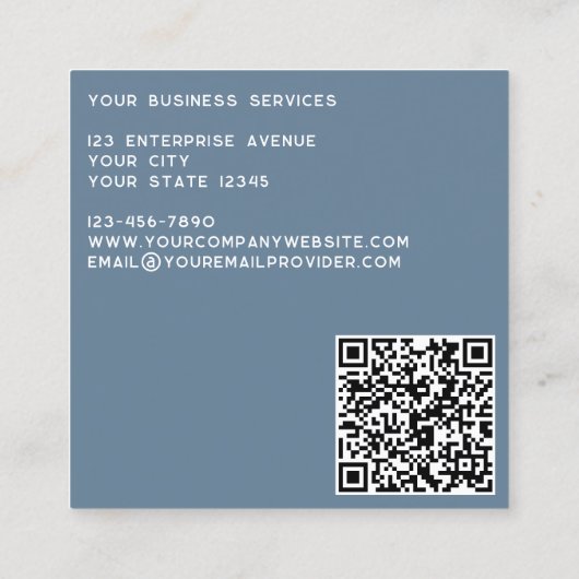Moderne Monogram Initialen QR Code Stoffig Blauw G Vierkante Visitekaartje (Achterkant)