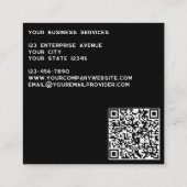 Moderne Monogram Initialen QR Code Zwart Wit Vierkante Visitekaartje (Achterkant)