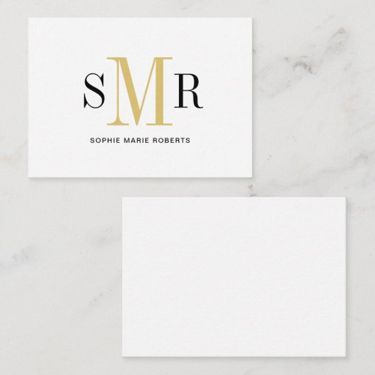 Moderne monogram initialen van drie letters naam notitiekaartje (Voorkant / Achterkant)