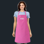 Moderne monogram initialen warm roze wit schort<br><div class="desc">Personaliseer aangepaste monogram initialen hete roze wit Schort witte letters,  hete roze achtergrond u kunt uw bandkleur kiezen geweldig cadeau voor mama,  papa,  vrienden en jezelf! Modern,  minimalistisch,  eenvoudig,  stijlvol design. Zeer geschikt voor koks,  koks,  aardewerk,  keramiek,  ambachten,  werk,  keuken,  bakken,  bbq,  grill,  en ook bedrijven en winkels,  enz</div>