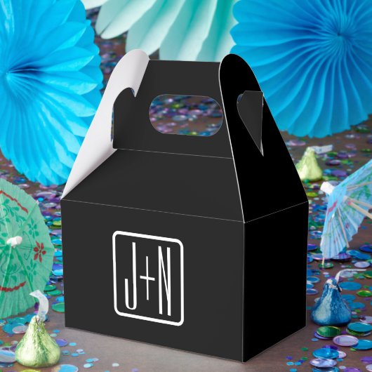 Moderne Monogram-Initialen | Zwart & Wit Bedankdoosjes (Feest)