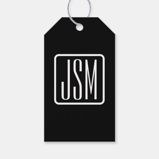 Moderne Monogram-Initialen | Zwart & Wit Cadeaulabel (Voorkant)