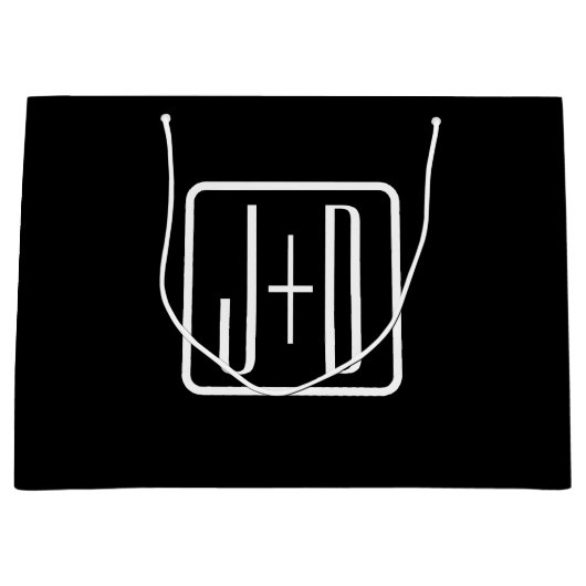 Moderne Monogram-Initialen | Zwart & Wit Groot Cadeauzakje (Voorkant)