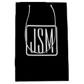 Moderne Monogram-Initialen | Zwart & Wit Medium Cadeauzakje (Voorkant)