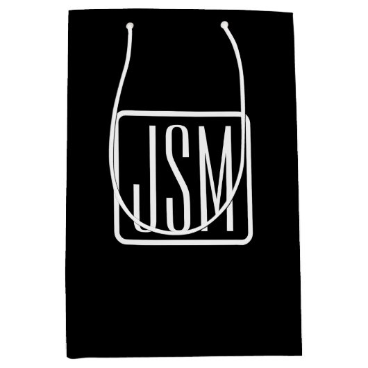 Moderne Monogram-Initialen | Zwart & Wit Medium Cadeauzakje (Voorkant)