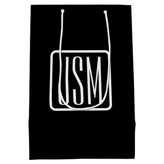 Moderne Monogram-Initialen | Zwart & Wit Medium Cadeauzakje (Achterkant)