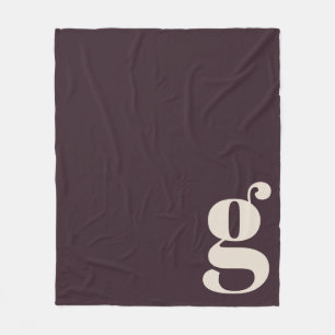 Moderne monogram initiële letter donkerpaarse prui fleece deken