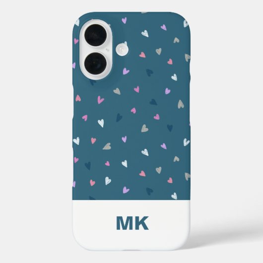 Moderne Monogram iPhone Hoesje met Hartjes (Achterkant)