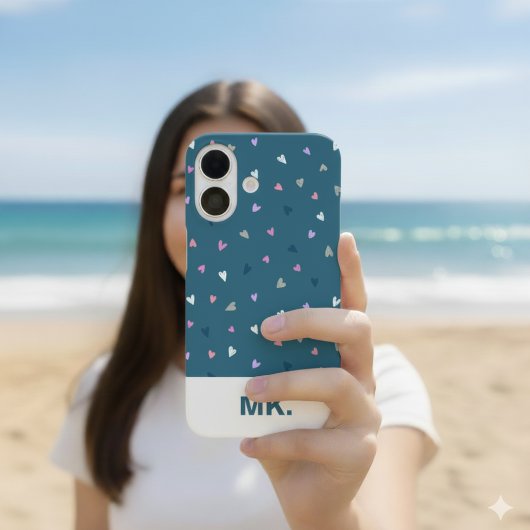 Moderne Monogram iPhone Hoesje met Hartjes