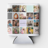 Moderne monogram je familie 16 foto-collage raster blikjeskoeler (Voorkant)