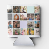 Moderne monogram je familie 16 foto-collage raster blikjeskoeler (Achterkant)