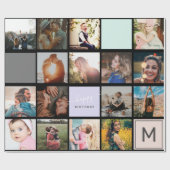 Moderne monogram je familie 16 foto-collage raster cadeaupapier (Vlak)