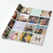 Moderne monogram je familie 16 foto-collage raster cadeaupapier (Uitgerold)