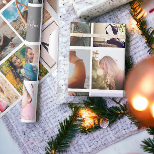 Moderne monogram je familie 16 foto-collage raster cadeaupapier