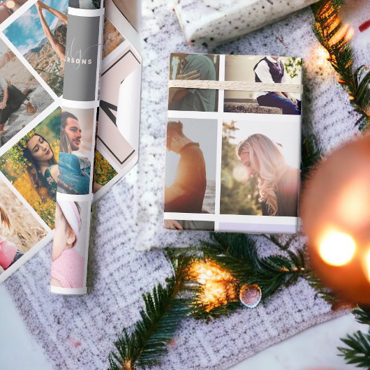 Moderne monogram je familie 16 foto-collage raster cadeaupapier