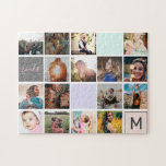 Moderne monogram je familie 16 foto-collage raster legpuzzel<br><div class="desc">Modern monogram je familie 16 foto-collage grid puzzle.</div>