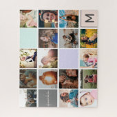 Moderne monogram je familie 16 foto-collage raster legpuzzel (Verticaal)
