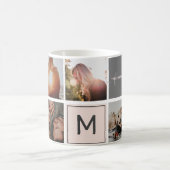 Moderne monogram je familie 7 foto-collage raster koffiemok (Center)