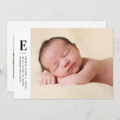 Moderne monogram jongens Foto geboorteaankondiging Kaart (Voorkant / Achterkant)
