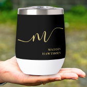 Moderne Monogram Kalligrafie Zwart Goud Bruidsmeis