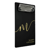 Moderne Monogram Kalligrafie Zwart Goud Naam Mini Klembord (Schuin)