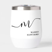 Moderne Monogram Kalligrafie Zwart Wit Bruidsmeisj (Voorkant)