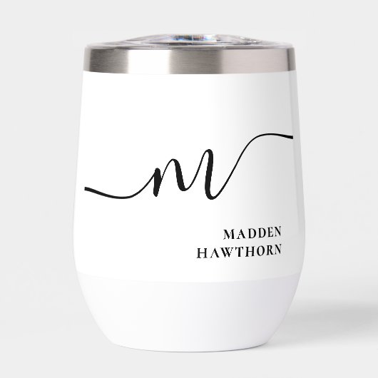 Moderne Monogram Kalligrafie Zwart Wit Bruidsmeisj (Voorkant)