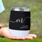 Moderne Monogram Kalligrafie Zwart Wit Bruidsmeisj