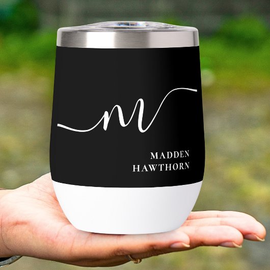 Moderne Monogram Kalligrafie Zwart Wit Bruidsmeisj