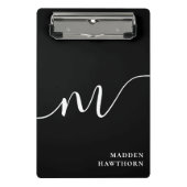 Moderne monogram kalligrafie zwart wit mini klembord (Voorkant)