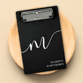 Moderne monogram kalligrafie zwart wit mini klembord