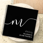 Moderne Monogram Kalligrafie Zwart Wit Schetsboek Notitieboek