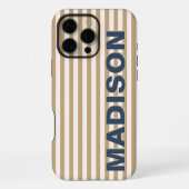 Moderne Monogram Kameel Gestreepte Bruiloftsdouche iPhone Hoesje (Achterkant)