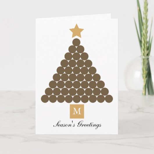 Moderne Monogram Kerstboom Kaart - Chocolade (Voorkant)
