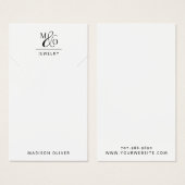 Moderne Monogram Ketting Sieraden Display Kaart (Voorkant /achterkant)