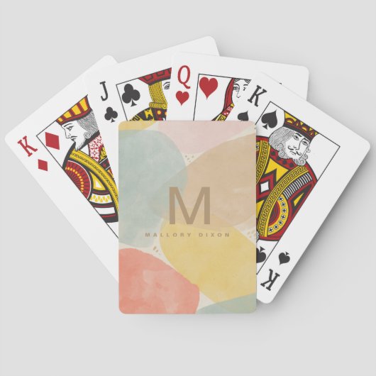 Moderne Monogram Kleurrijke Abstracte  Pokerkaarten (Achterkant)