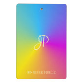 Moderne monogram kleurrijke metalen Sjabloon Mini Klembord (Achterkant)