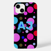 Moderne Monogram Kleurrijke Polka Dot Case-Mate iPhone Case (Achterkant)