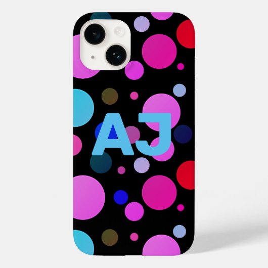 Moderne Monogram Kleurrijke Polka Dot Case-Mate iPhone Case (Achterkant)