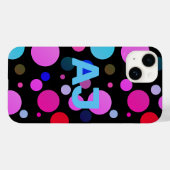Moderne Monogram Kleurrijke Polka Dot Case-Mate iPhone Case (Achterkant (horizontaal))