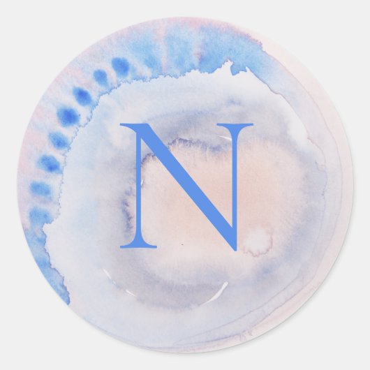 Moderne monogram kleurstof Klassieke ronde Sticker (Voorkant)