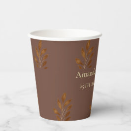 Moderne Monogram Koffie Bruin en Gouden Blad Bruil Papieren Bekers