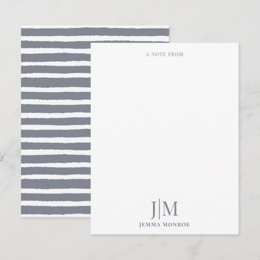 Moderne monogram kolen grijze band notitiekaartje (Voorkant / Achterkant)