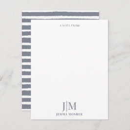 Moderne monogram kolen grijze band notitiekaartje